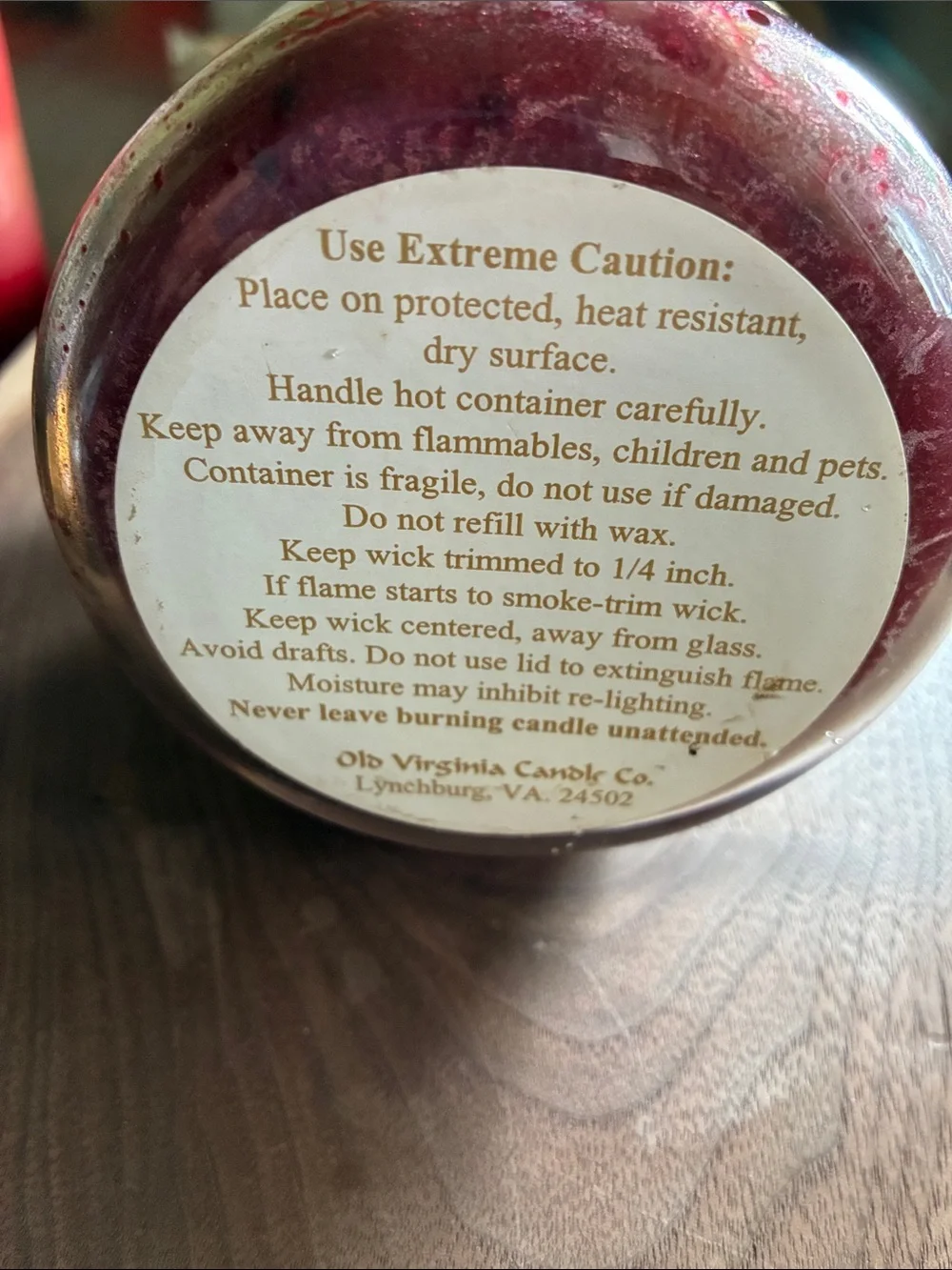 Vintage  Old Virginia Candle Company candle